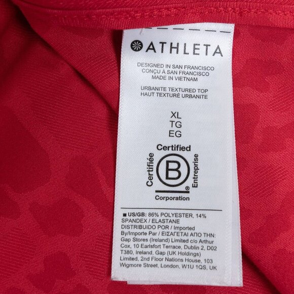 Athleta Urbanite Textured Top Red Long Sleeve Button Down Blouse Cheetah Print - Picture 13 of 14
